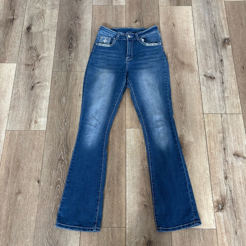 Women's high-Rise Dark Blue Flare Jeans